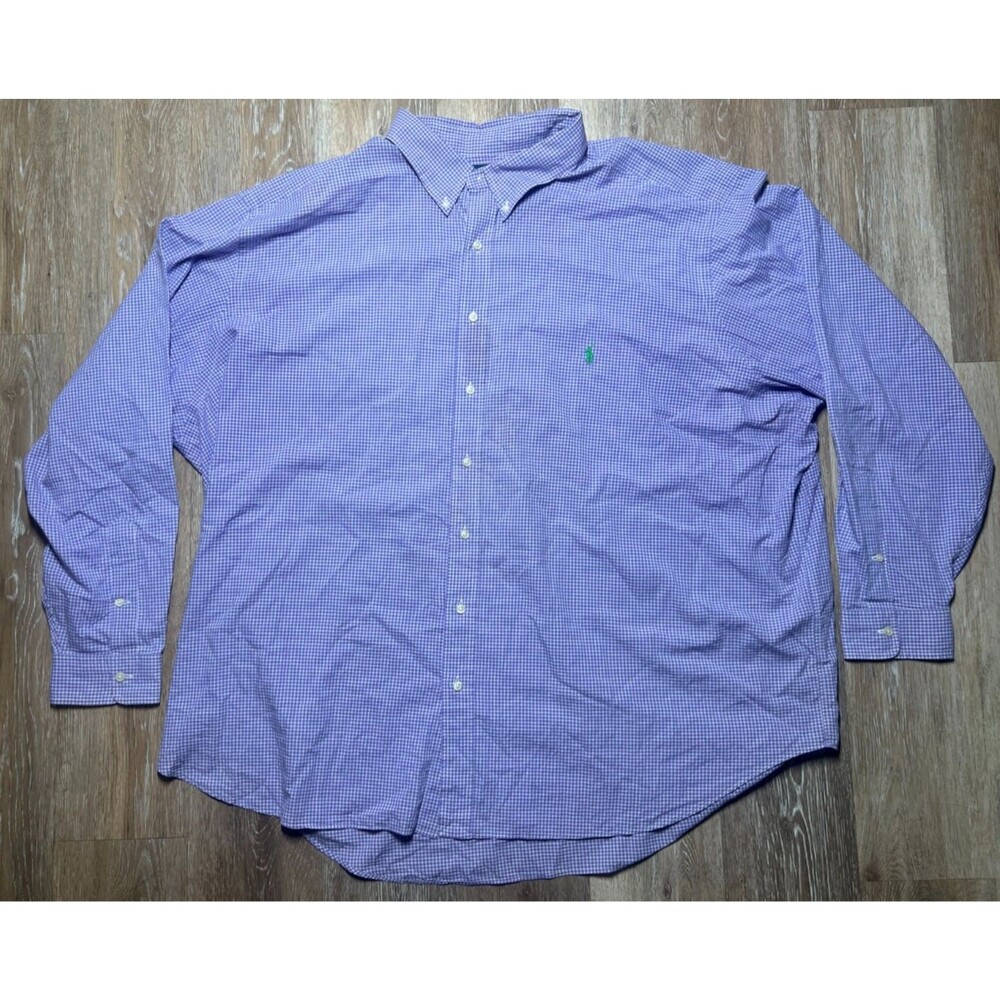 Ralph Lauren Men's Button-down, Purple/White Plaid, Size 4xl